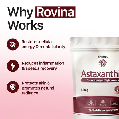 Astaxanthin 12mg Softgels, Triple Strength Antioxidant, 60 Ct | Triple Strength Antioxidant from Microalgae; supports eye, skin, immune & joint health; Non-GMO, Gluten Free, 60 ct